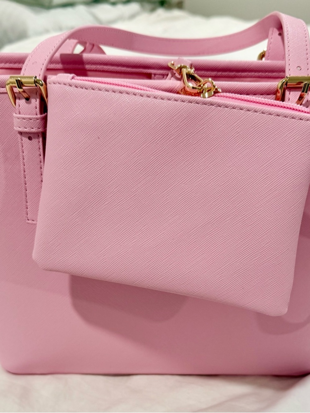 PINK VALENTINO ORLANDI HANDBAG WITH GOLD ACCENTS (NEW) - Picture 9 of 14